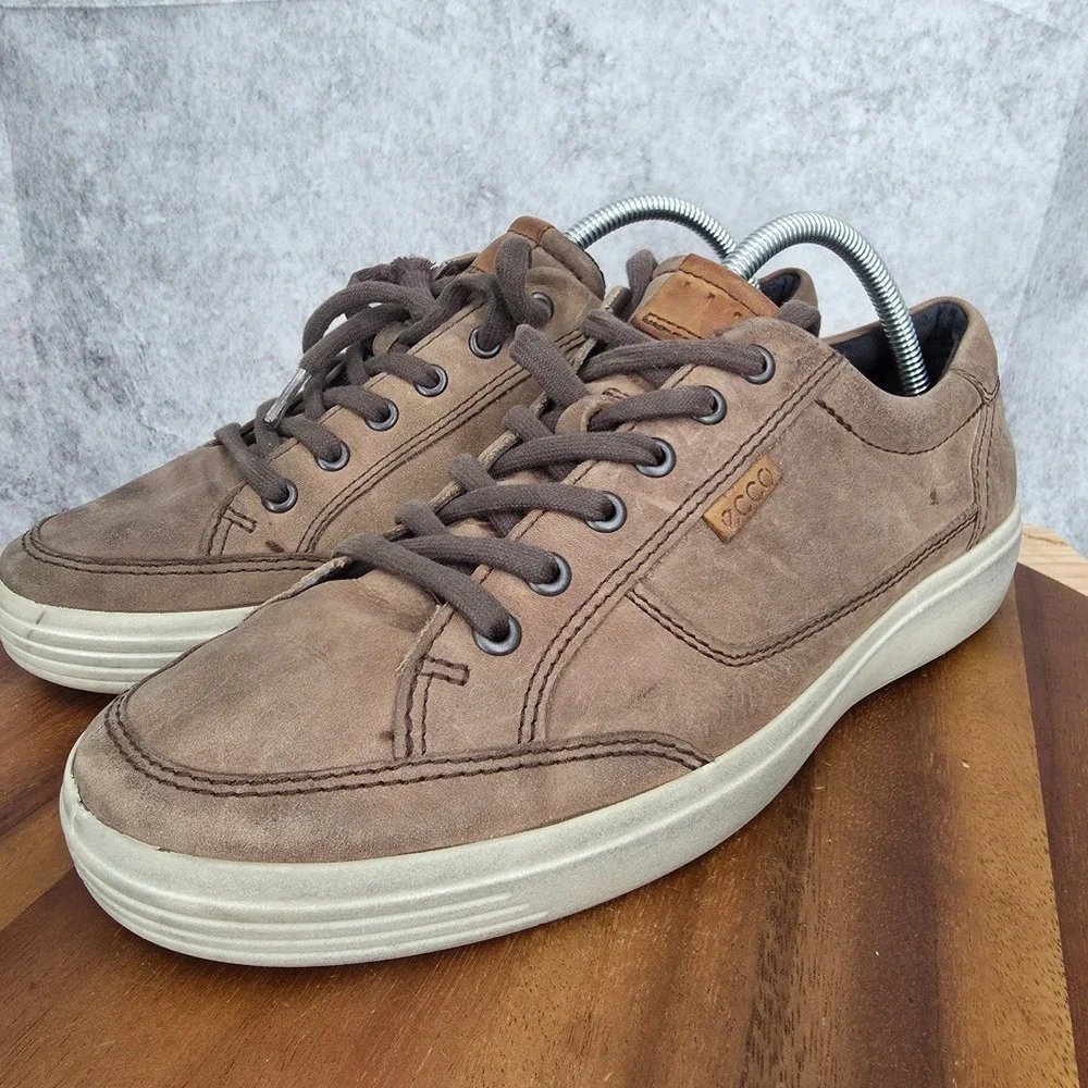 Ecco Soft 7 Sneakers Mens 8‎ / 8.5 Eu 42 Brown Leather Low Top Comfort Shoes *
